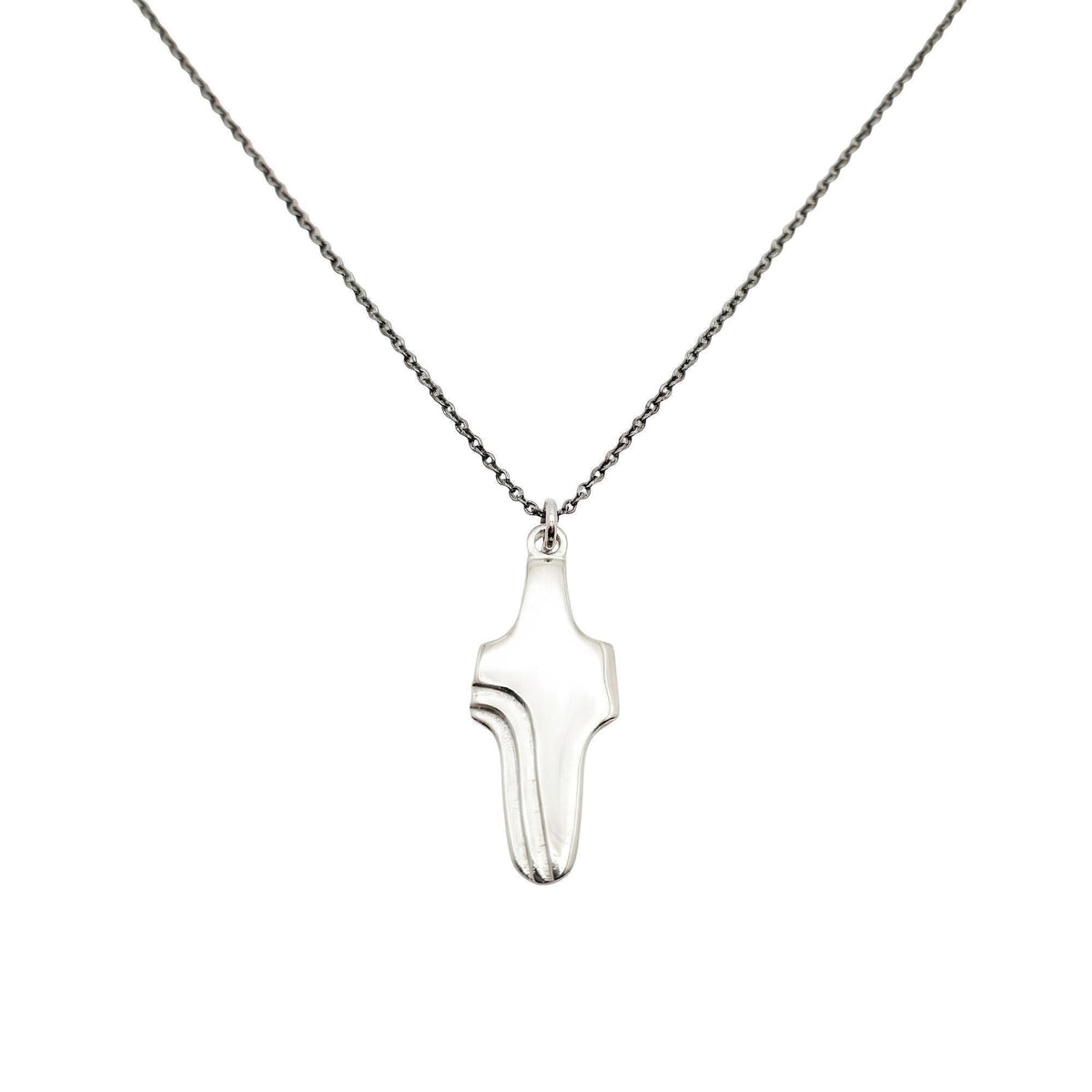 Abstract Cross Pendant, white gold plated sterling silver, modern geometric faith necklace