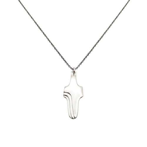 Abstract Cross Pendant, white gold plated sterling silver, modern geometric faith necklace