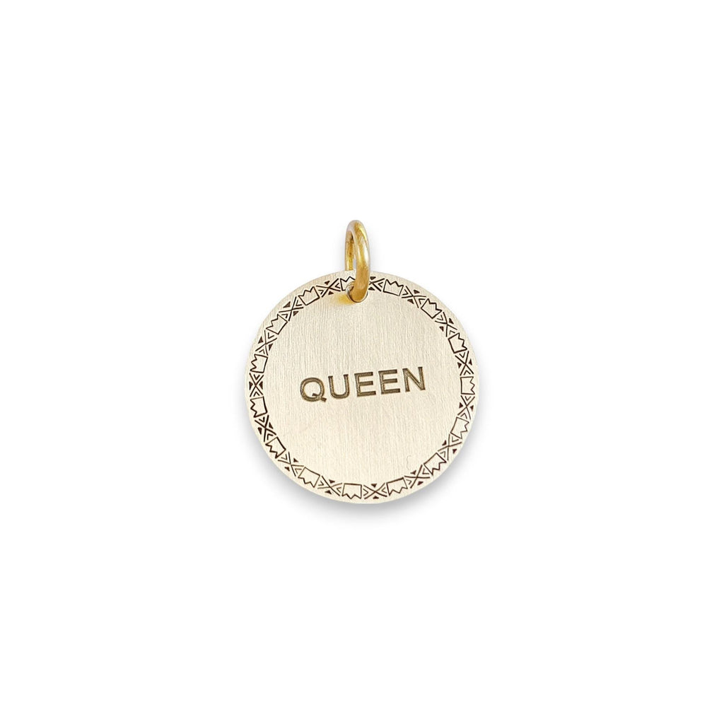 The Whimsical Queen Token | Artisan Boho Crown Pet ID & Custom Engraved Dog Tag, alternate angle