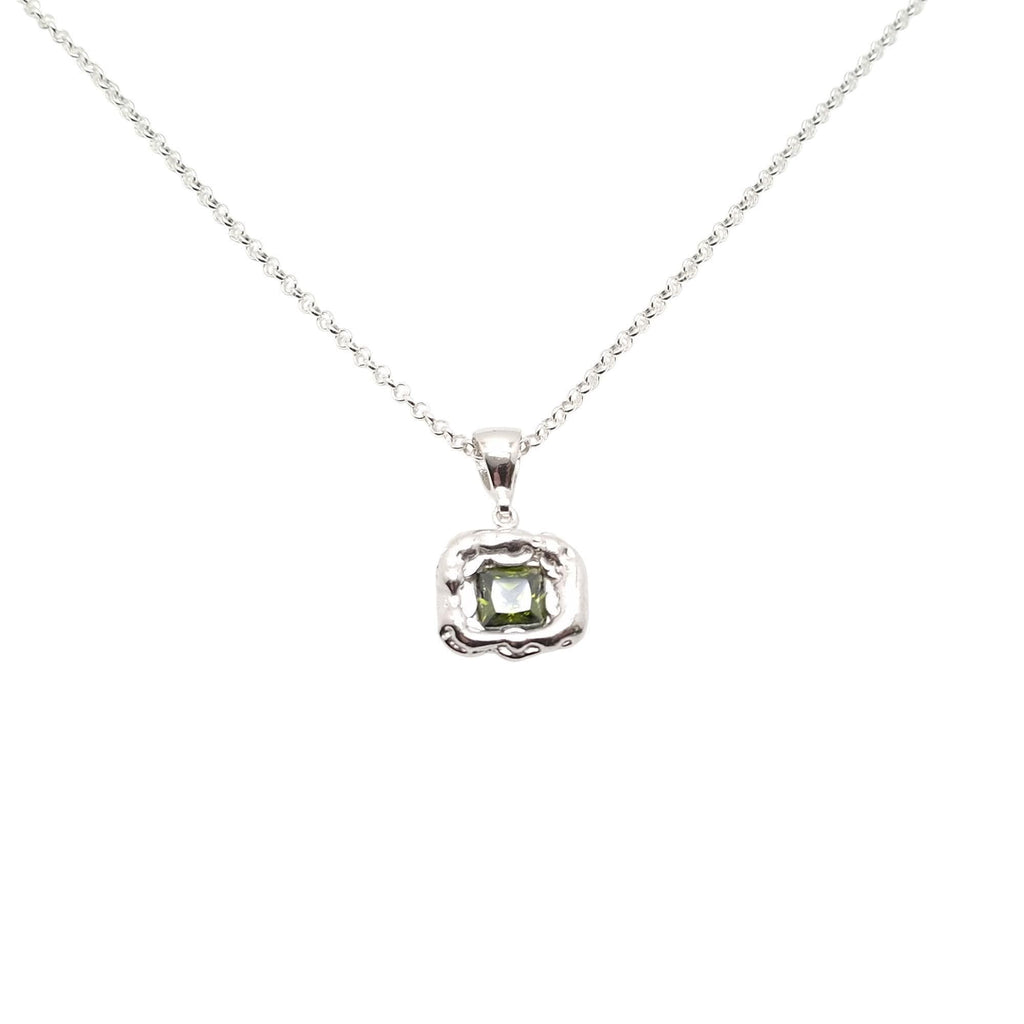 Olive Green CZ Pendant | Forest Earth Talisman, front view