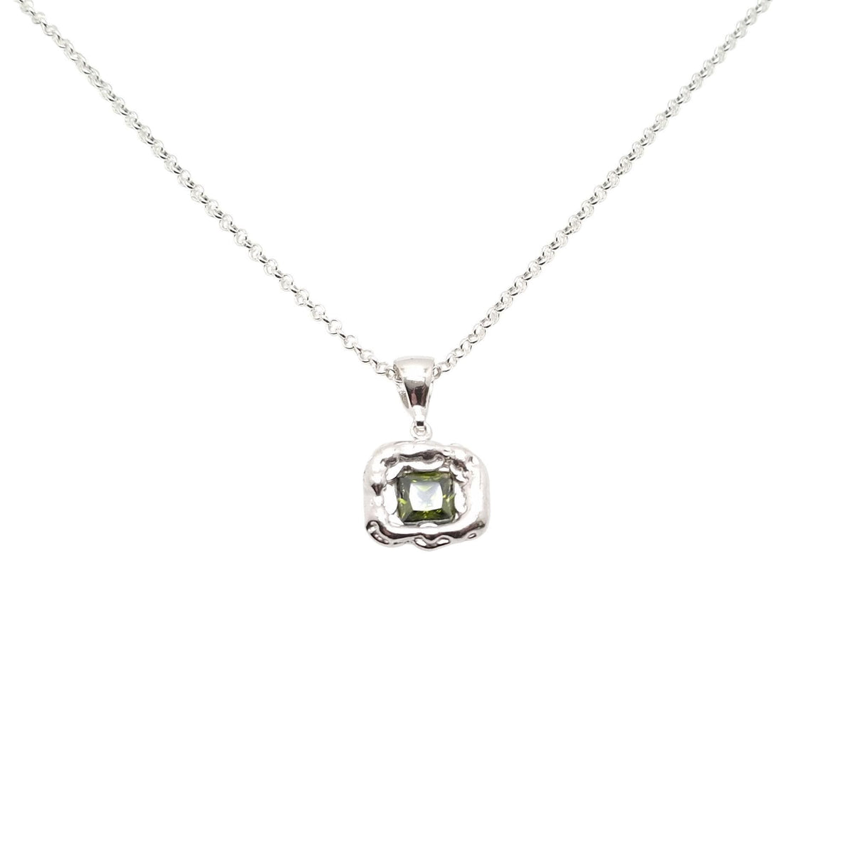 Olive Green CZ Pendant | Forest Earth Talisman, front view