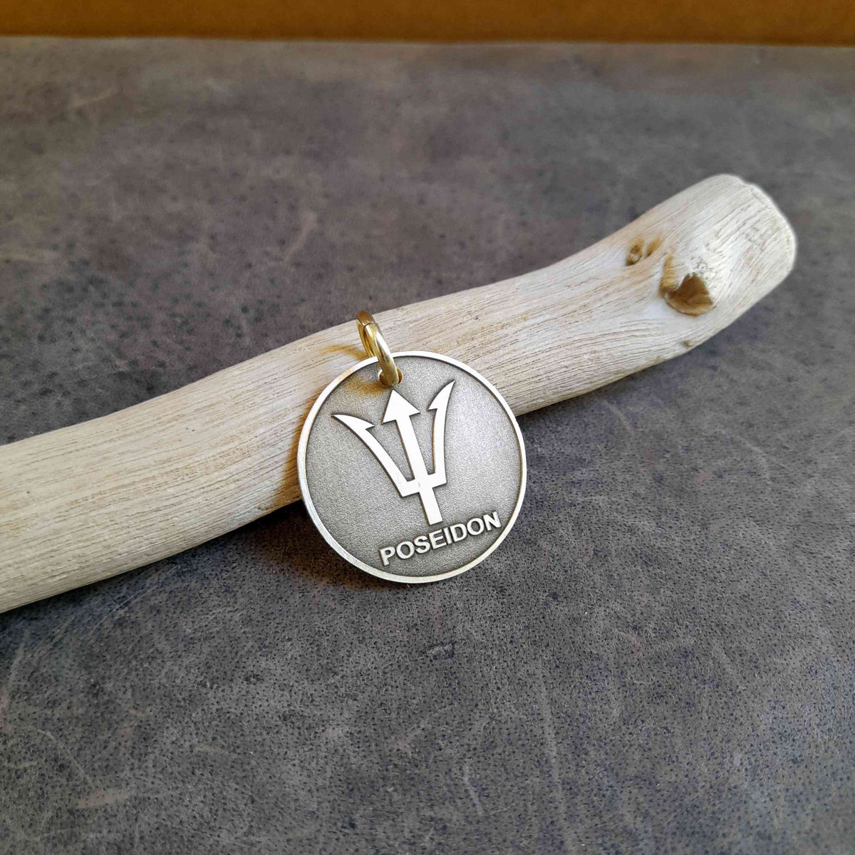 The Guardian's Token | Artisan Trident Pet ID & Custom Engraved Dog Tag, close-up detail