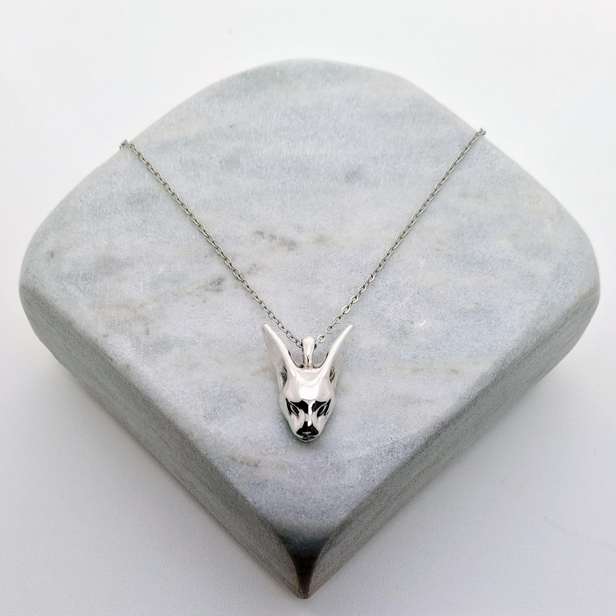 Sphynx Cat Necklace | Sterling Silver Minimalist Feline Pendant | Ancient Bastet Goddess Jewelry, styled view