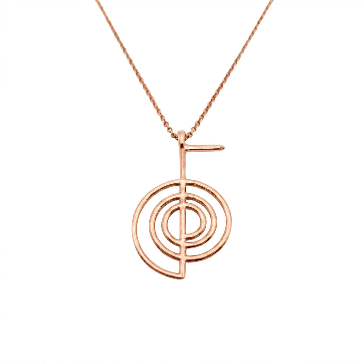 Cho Ku Rei Necklace | Gold Plated Reiki Symbol Pendant | Energy Healing Talisman, in Rose Gold Plated finish