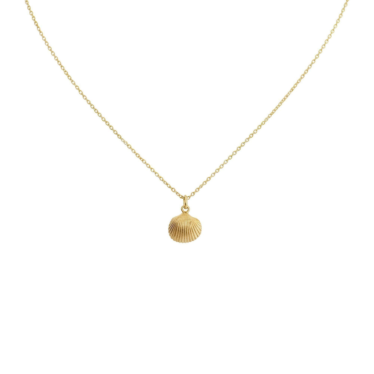 Scallop Shell Necklace | Delicate Mediterranean Beach Charm, in Yellow Gold Plated finish