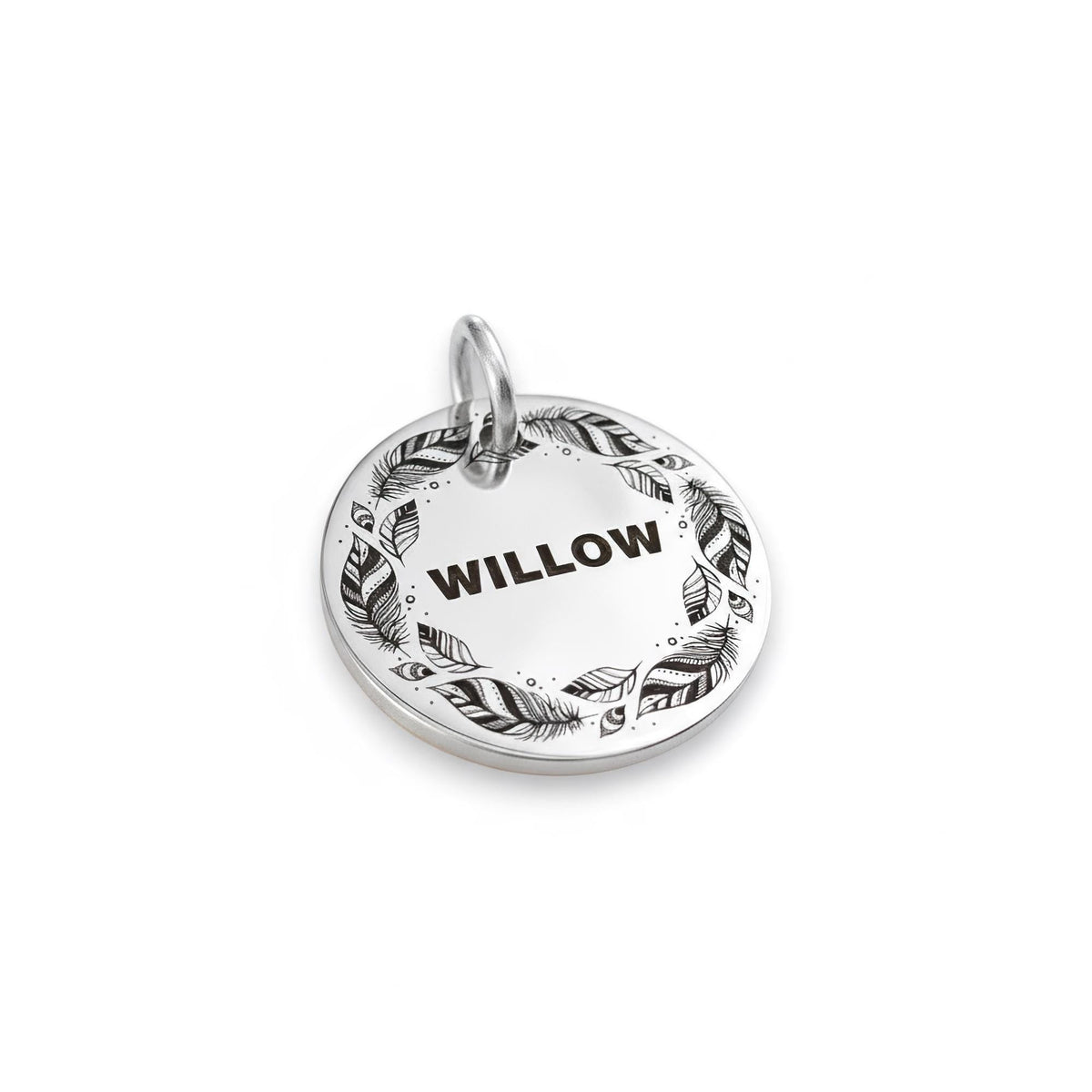 Boho Feather Dog Tag | Personalized Pet ID, close-up detail
