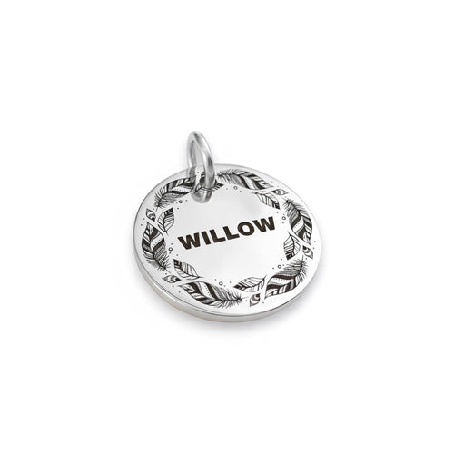 Boho Feather Dog Tag | Personalized Pet ID, close-up detail