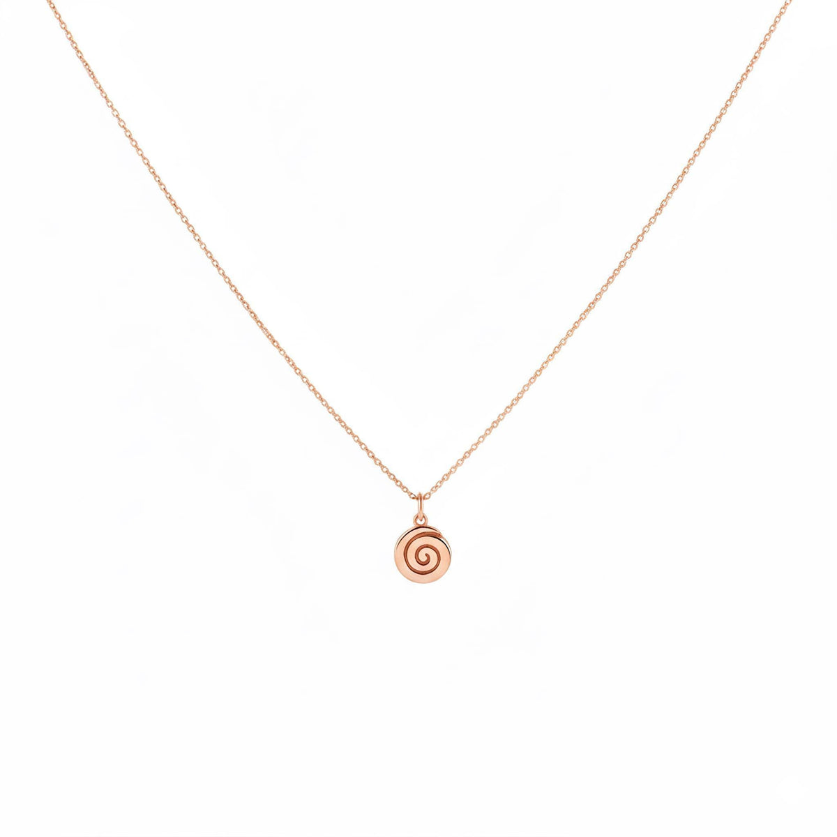 Spiral Charm Necklace | Symbol of Growth & Creation | 14K Solid Gold, styled view