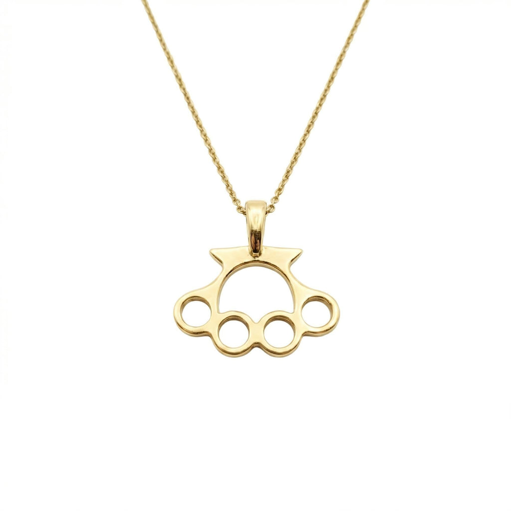 Knuckle Duster Necklace | Gold Plated Resilience Pendant, alternate angle
