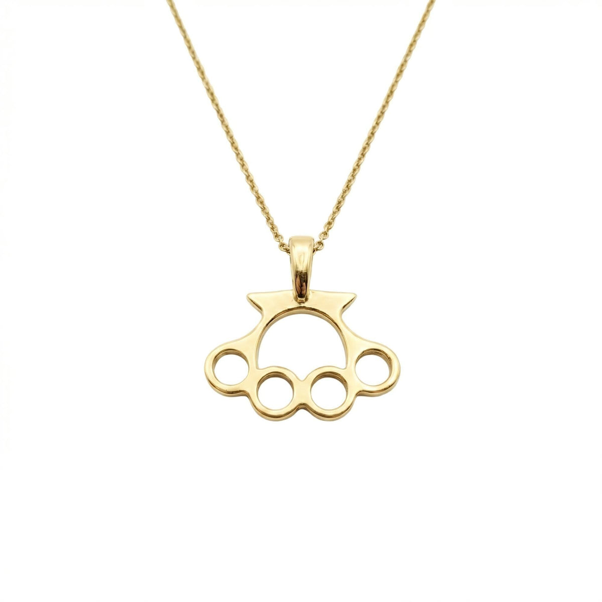 Knuckle Duster Necklace | Gold Plated Resilience Pendant, alternate angle