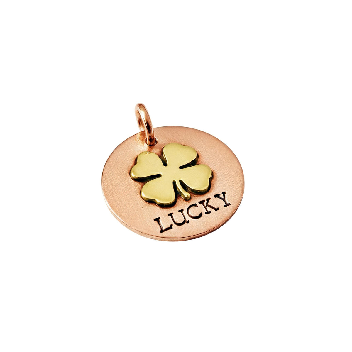The Rare Fortune Token | Artisan Clover Pet ID & Custom Dog Tag, in Copper with Brass Top finish