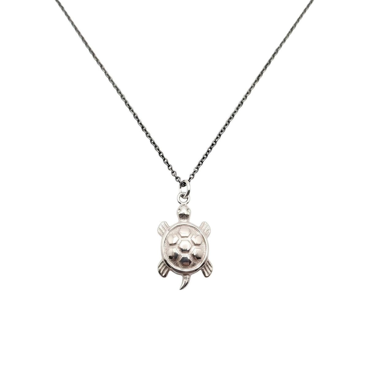 Turtle Necklace | Longevity & Protection Pendant, in White Gold Plated finish