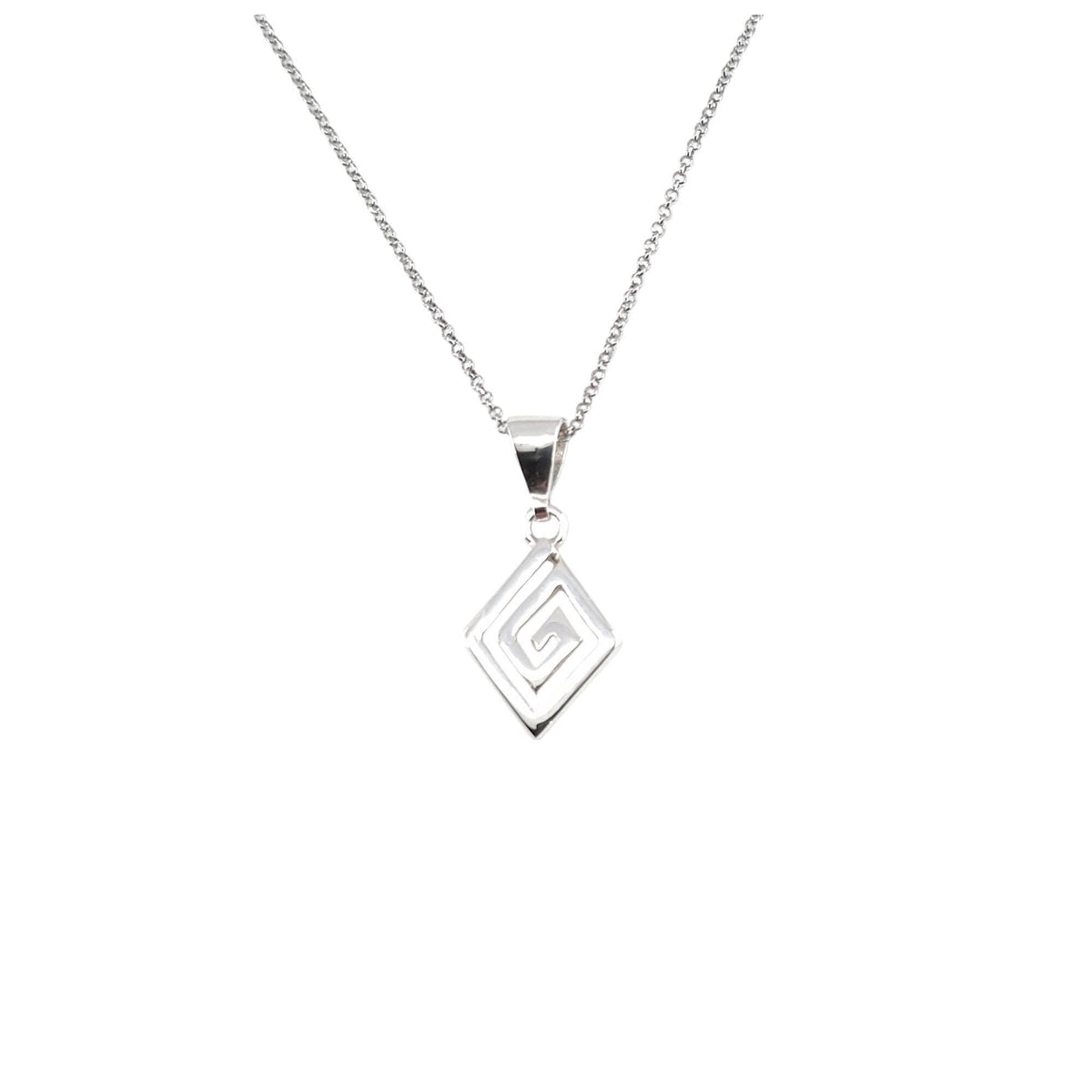 Greek Spiral Medallion | Rhombus Evolution Talisman, alternate angle