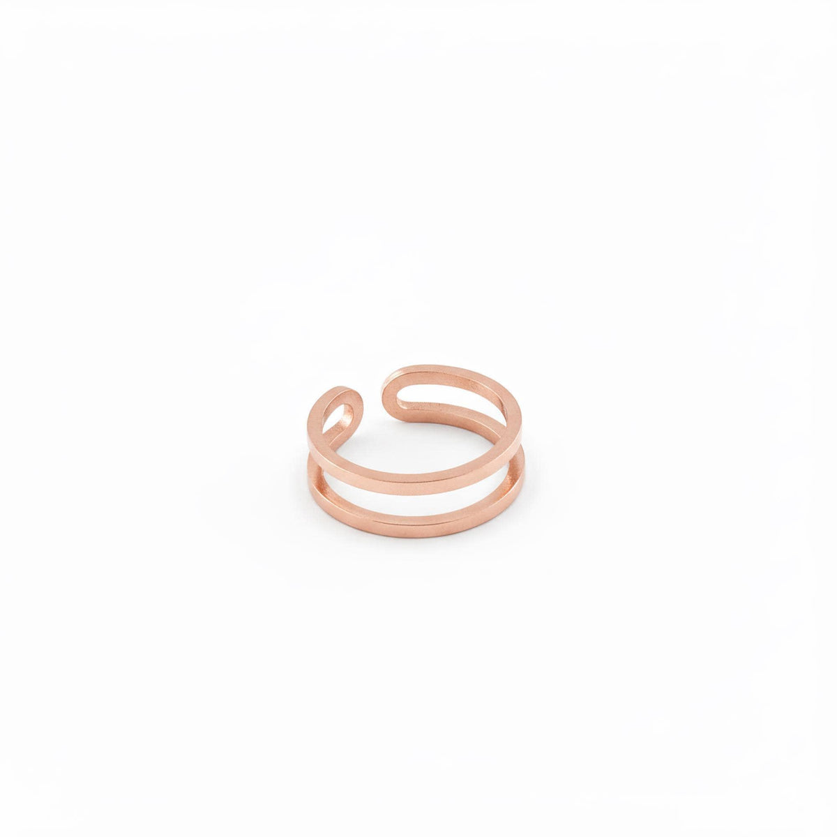 Silver Double Band Ring | Adjustable Open Minimalist Design, additional detail