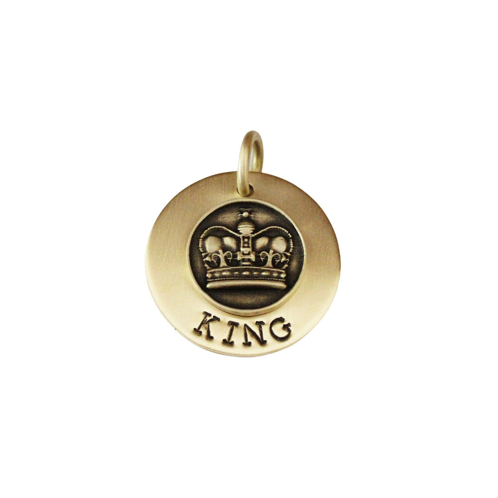 The Sovereign Crown Token | Artisan King Pet ID & Custom Hand-Stamped Dog Tag, front view