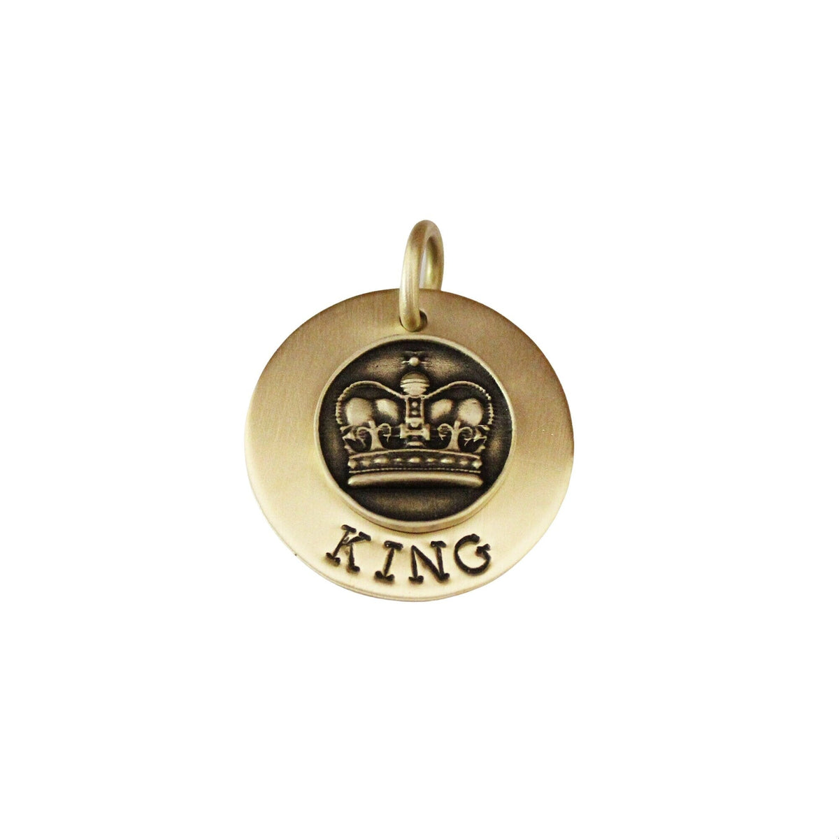 The Sovereign Crown Token | Artisan King Pet ID & Custom Hand-Stamped Dog Tag, front view