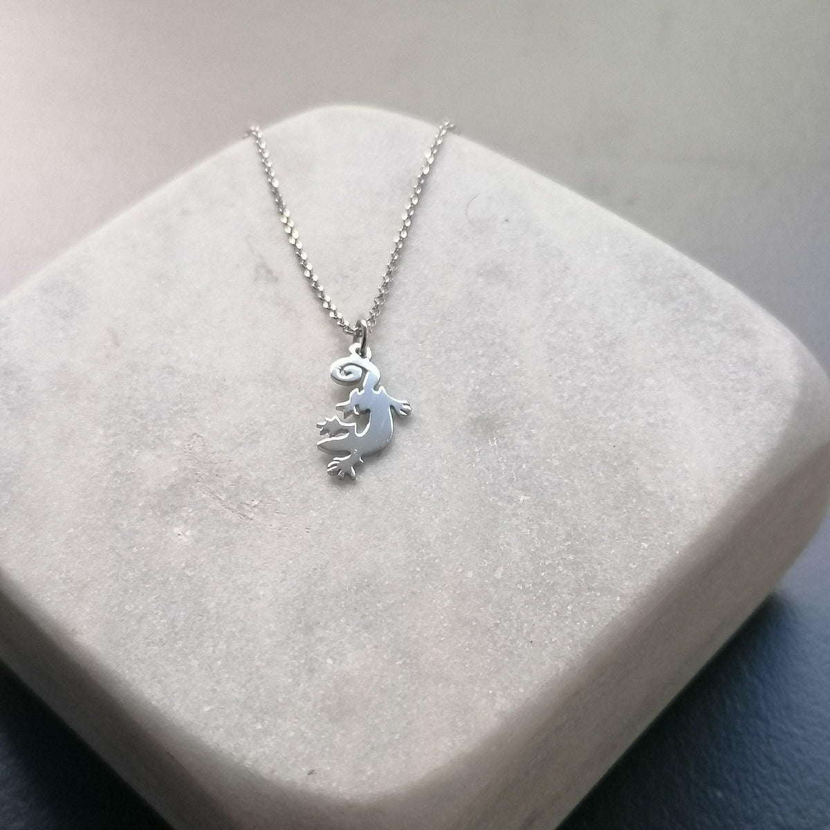 Gecko Necklace | Sterling Silver Lizard Pendant | Renewal & Healing Symbol, additional detail