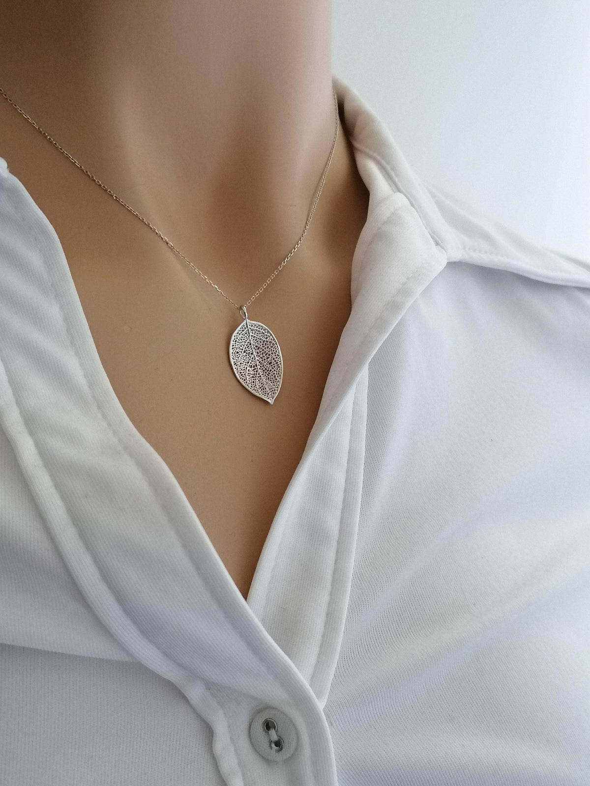 Pressed Leaf Charm Necklace | Botanical Renewal Talisman, front view