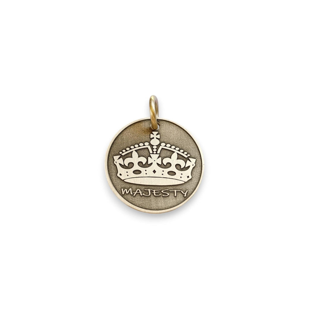 The Sovereign Crown Token | Artisan Queen Pet ID & Custom Engraved Dog Tag, front view