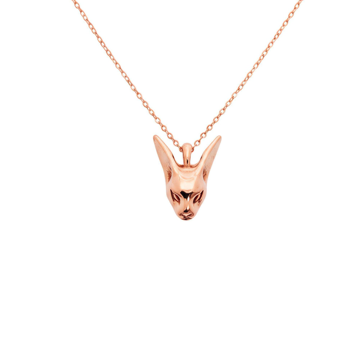 Sphynx Cat Necklace | Sterling Silver Minimalist Feline Pendant | Ancient Bastet Goddess Jewelry, close-up detail