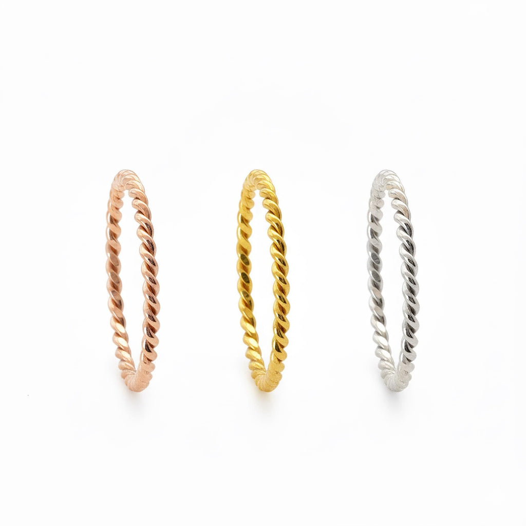 Dainty Rope Ring | Twisted Stacking Band, front view