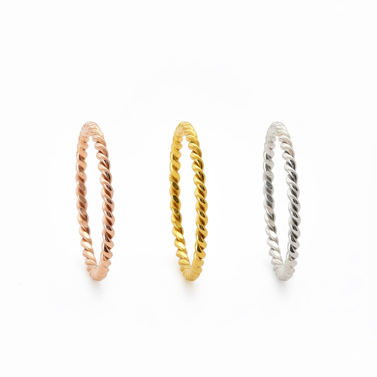 Dainty Rope Ring | Twisted Stacking Band, front view
