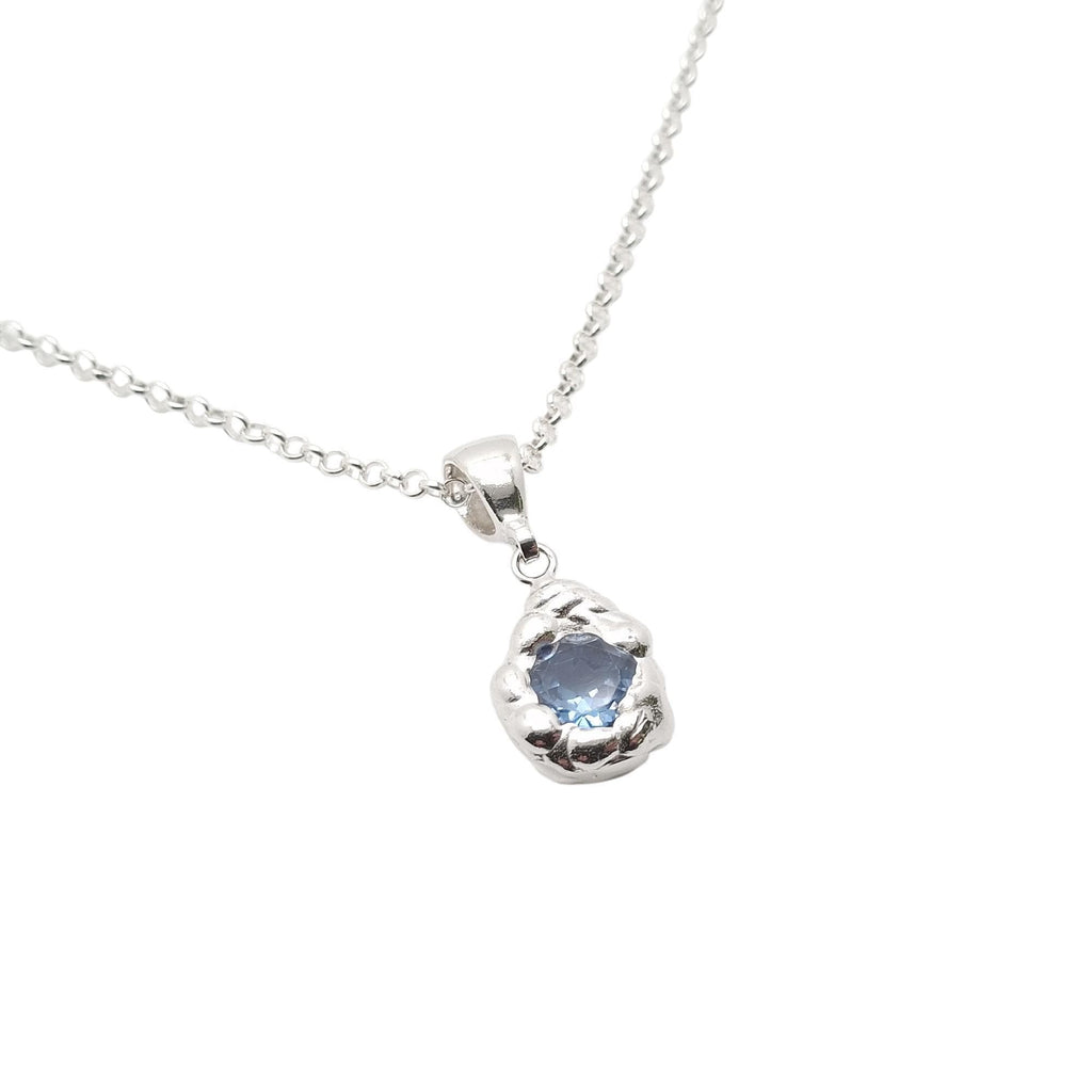 Light Blue Droplet Pendant | Free-Form Wax Cast Water Talisman, alternate angle