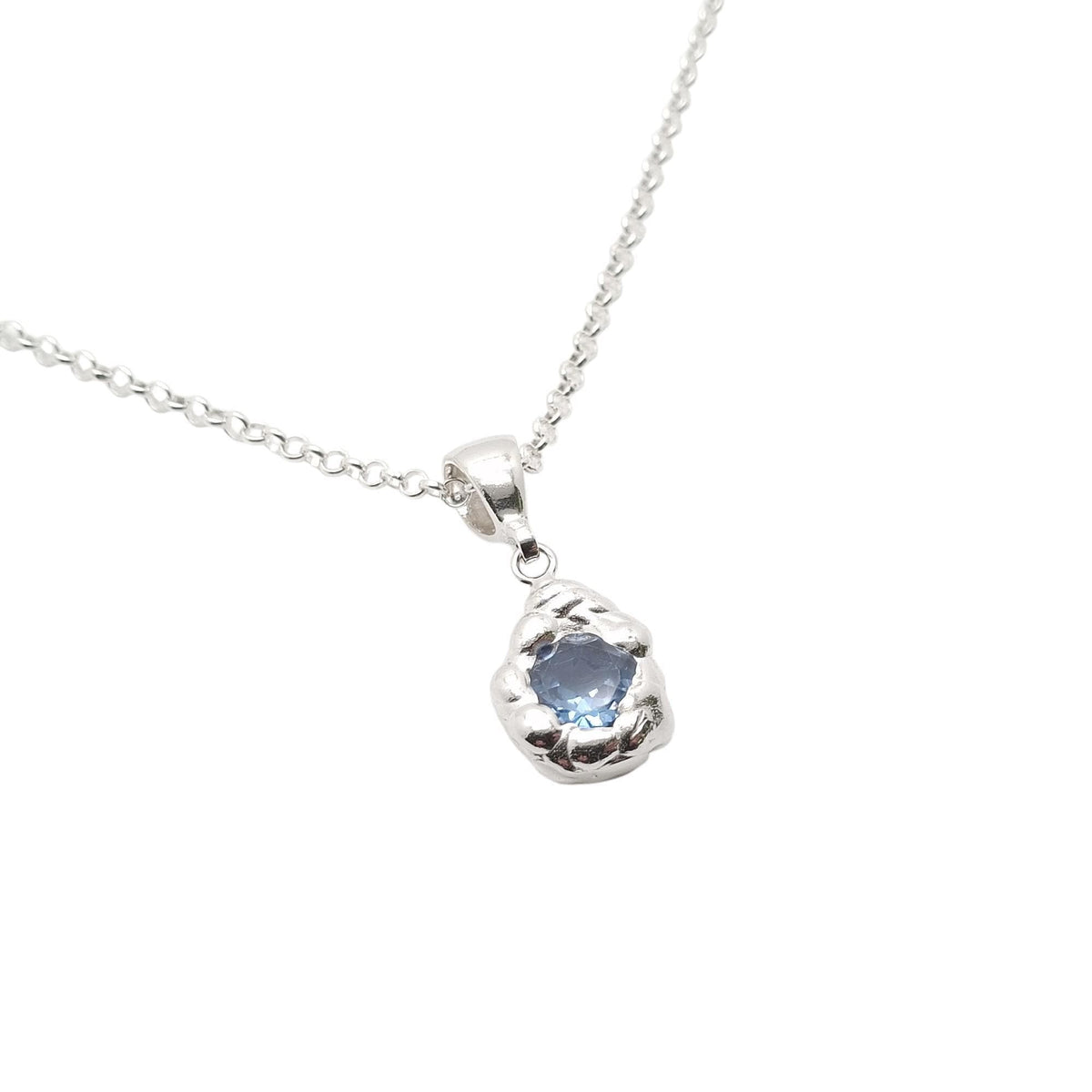 Light Blue Droplet Pendant | Free-Form Wax Cast Water Talisman, alternate angle