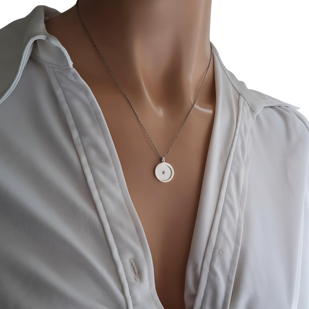Circumpunct Sun Necklace | Small Monad Sacred Geometry Pendant Sterling Silver | Divine Spark Talisman, styled view