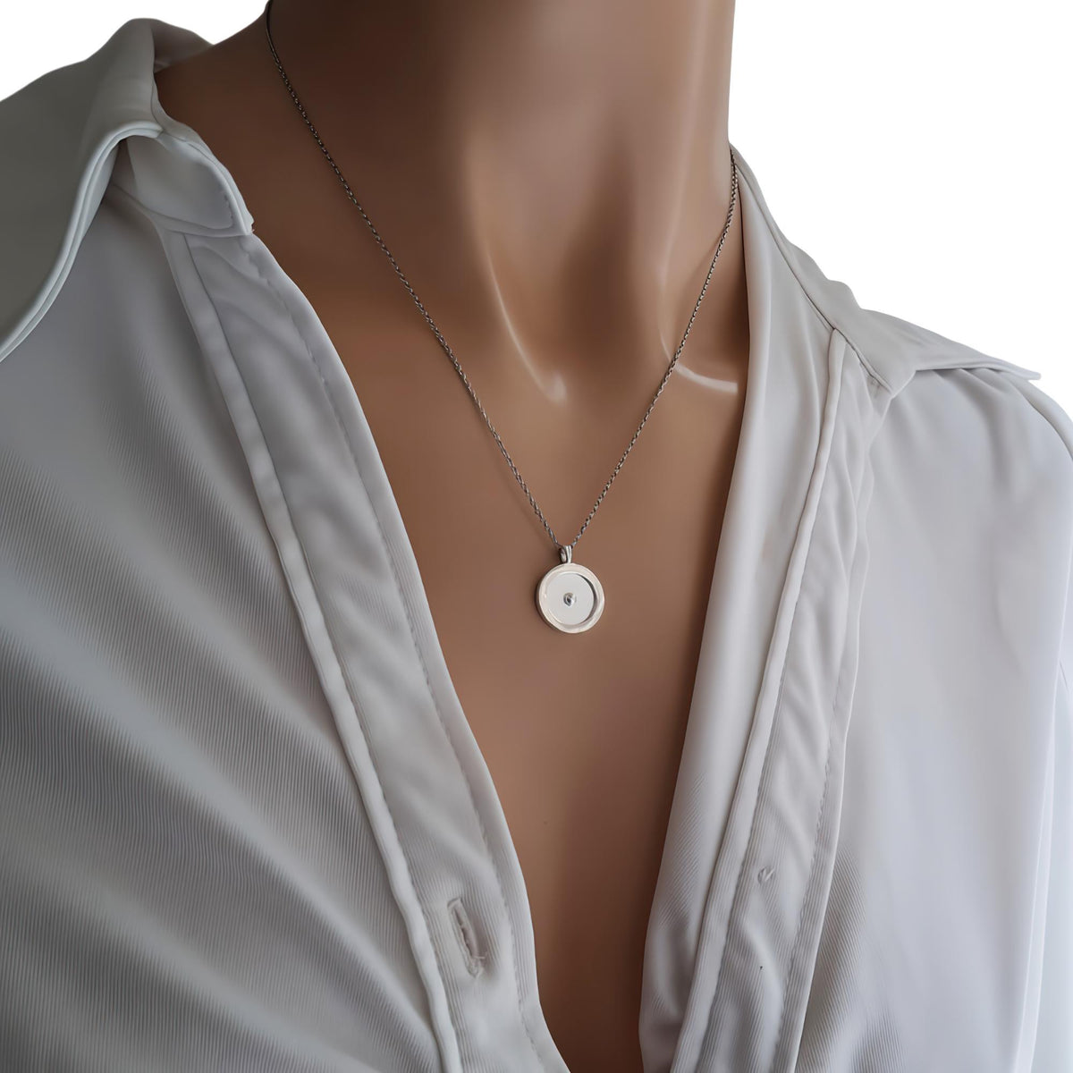 Circumpunct Sun Necklace | Small Monad Sacred Geometry Pendant Sterling Silver | Divine Spark Talisman, styled view