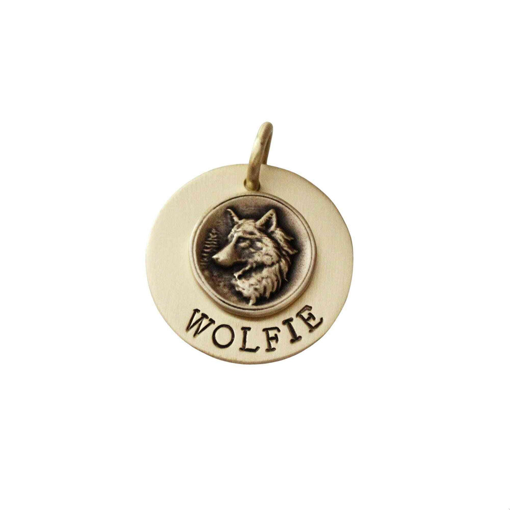 The Wilderness Sigil | Artisan Forest Wolf Pet ID & Custom Engraved Dog Tag, front view