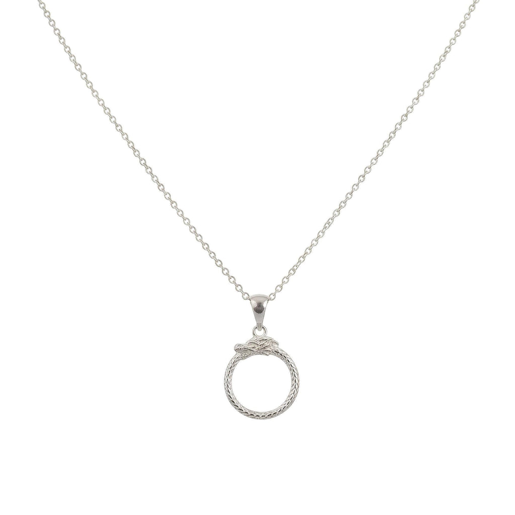 Ouroboros Dragon Necklace, Sterling Silver (Eternity Symbol Pendant), front view