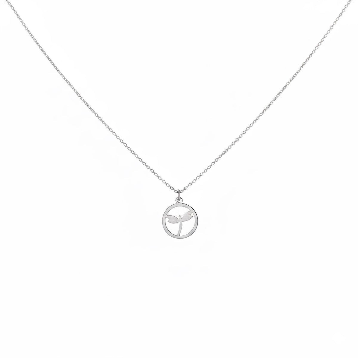 Dragonfly Charm Necklace | Symbol of Transformation, in White Gold Plated finish