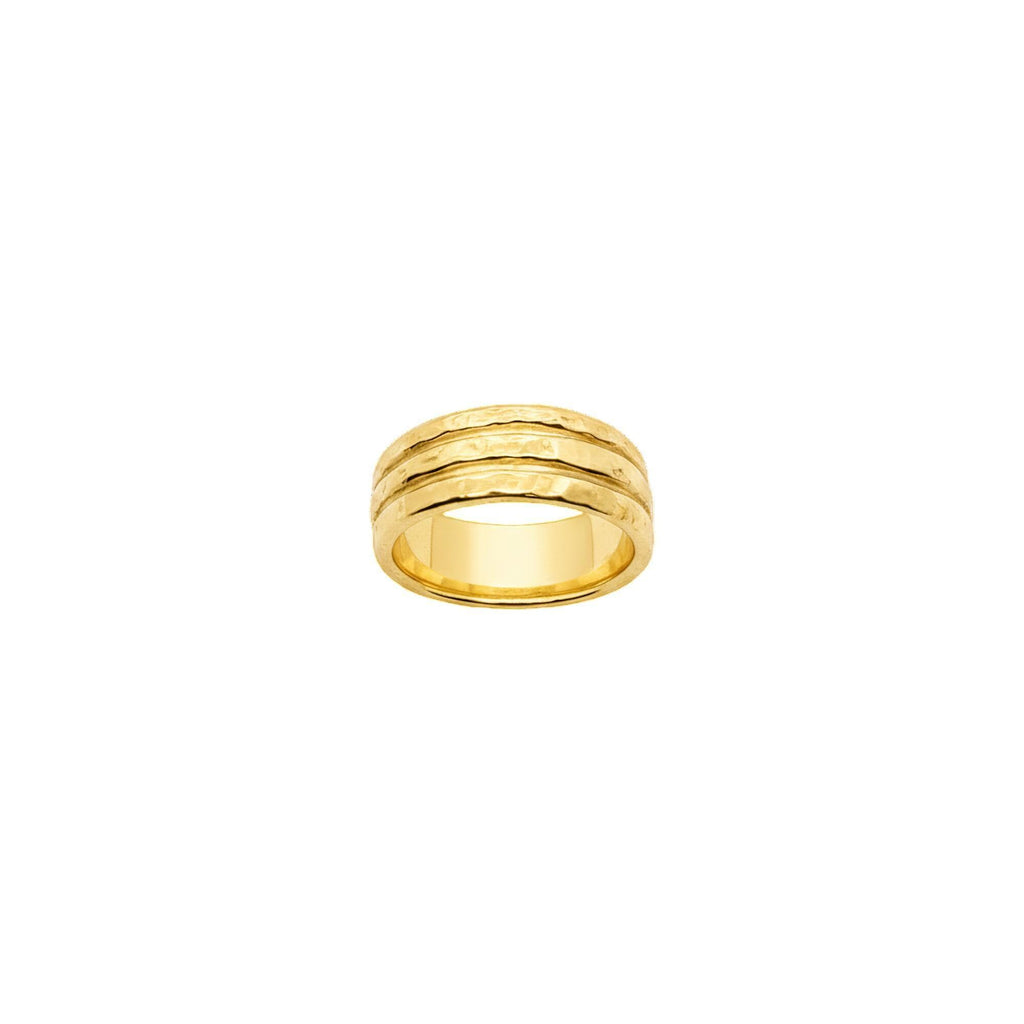 Hammered Unity Ring | Three Band Intertwined Sterling Silver Ring | Resilience & Harmony Talisman, in Yellow Gold Plated finish