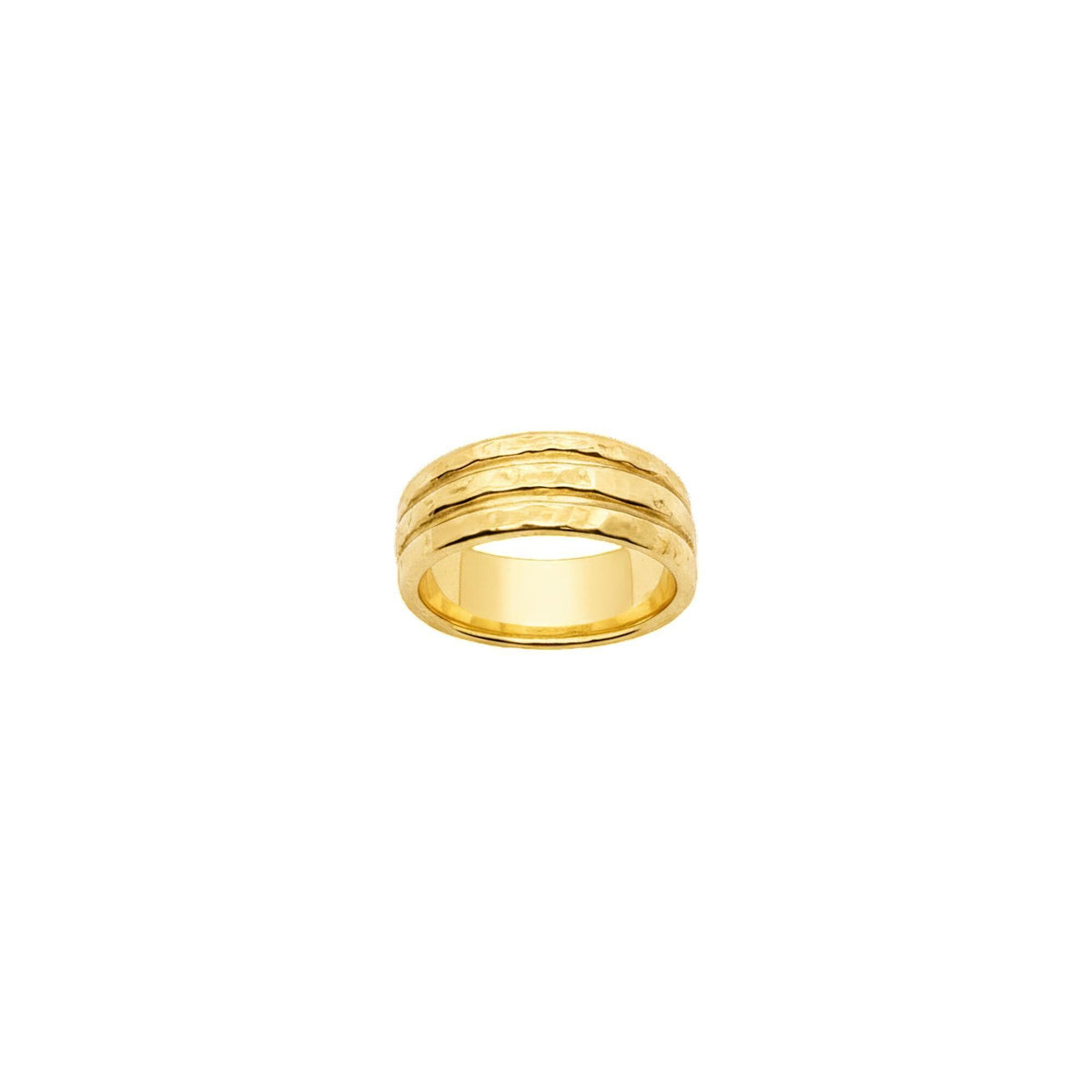 Hammered Unity Ring | Three Band Intertwined Sterling Silver Ring | Resilience & Harmony Talisman, in Yellow Gold Plated finish