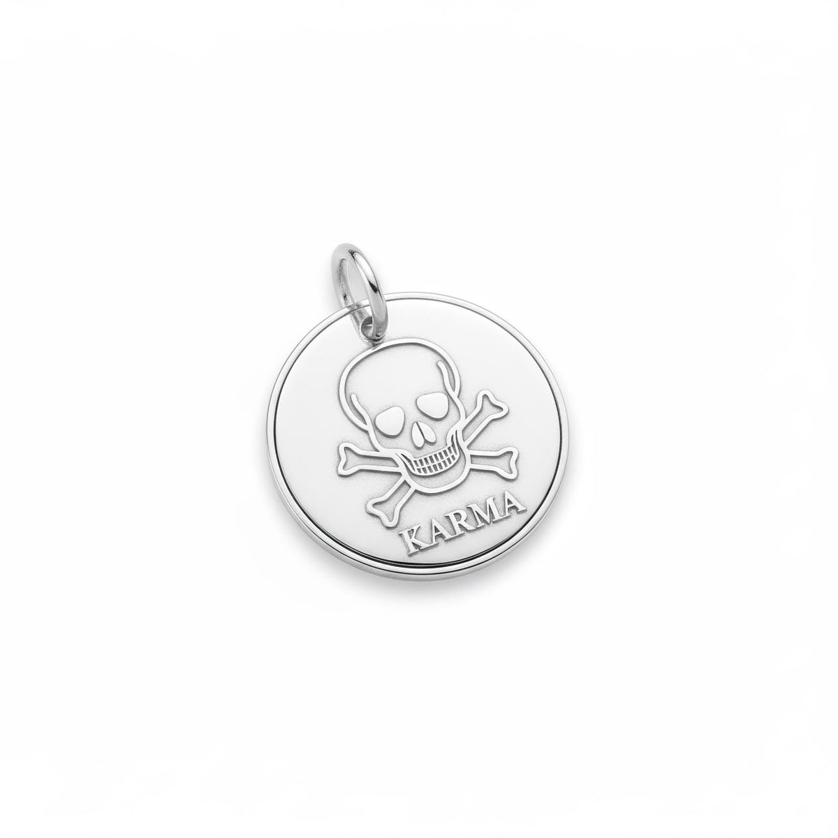 Skull Dog Tag for Dogs | Custom Sterling Silver Engraved Pet Tag | Rocker Dog ID Tag, close-up detail