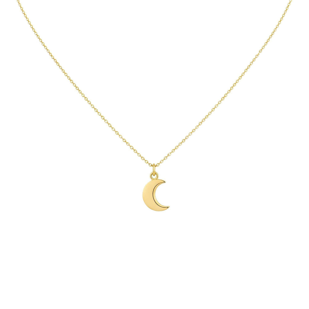 Crescent Moon Necklace | Dainty Solid Gold Celestial Charm | New Beginnings Pendant, front view
