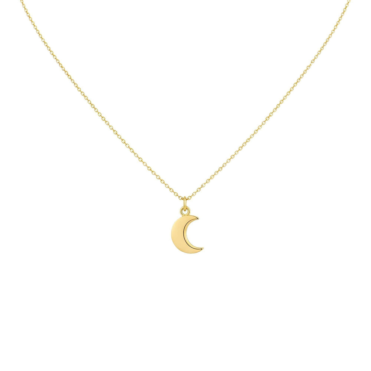 Crescent Moon Necklace | Dainty Solid Gold Celestial Charm | New Beginnings Pendant, front view