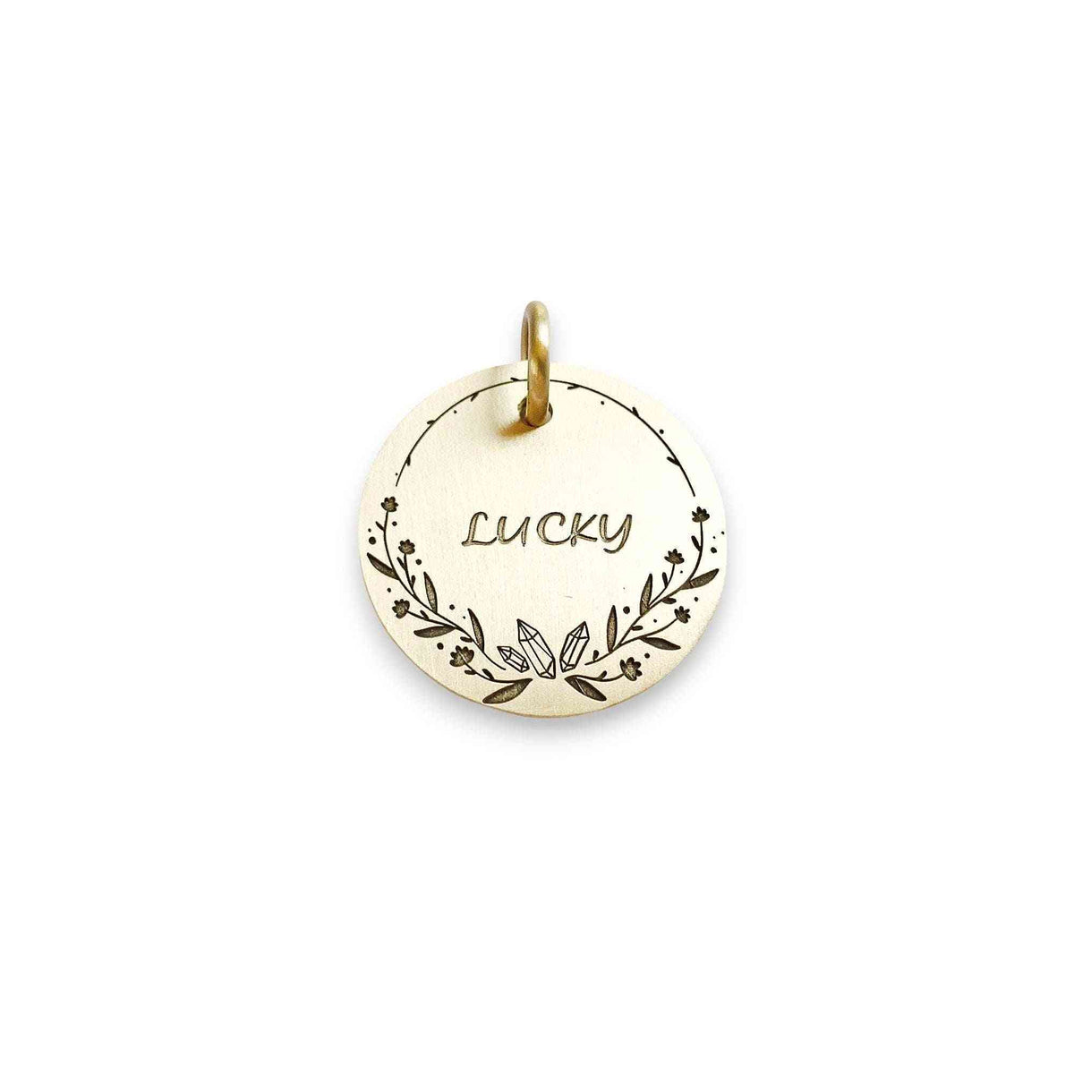 The Jewel Bloom Token | Artisan Floral Diamond Pet ID & Custom Engraved Dog Tag, front view