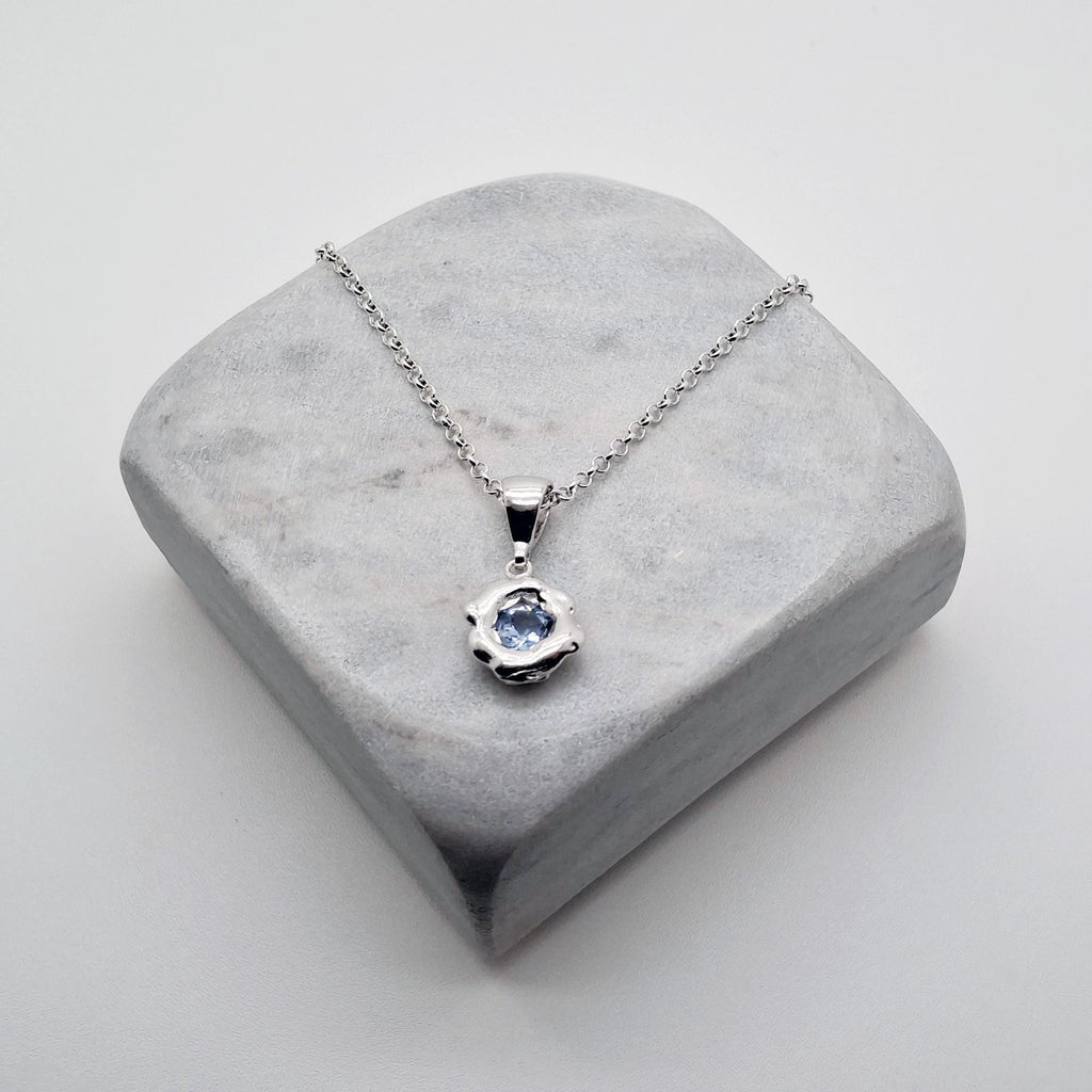 Celestial Pendant | Light Blue CZ Talisman, alternate angle