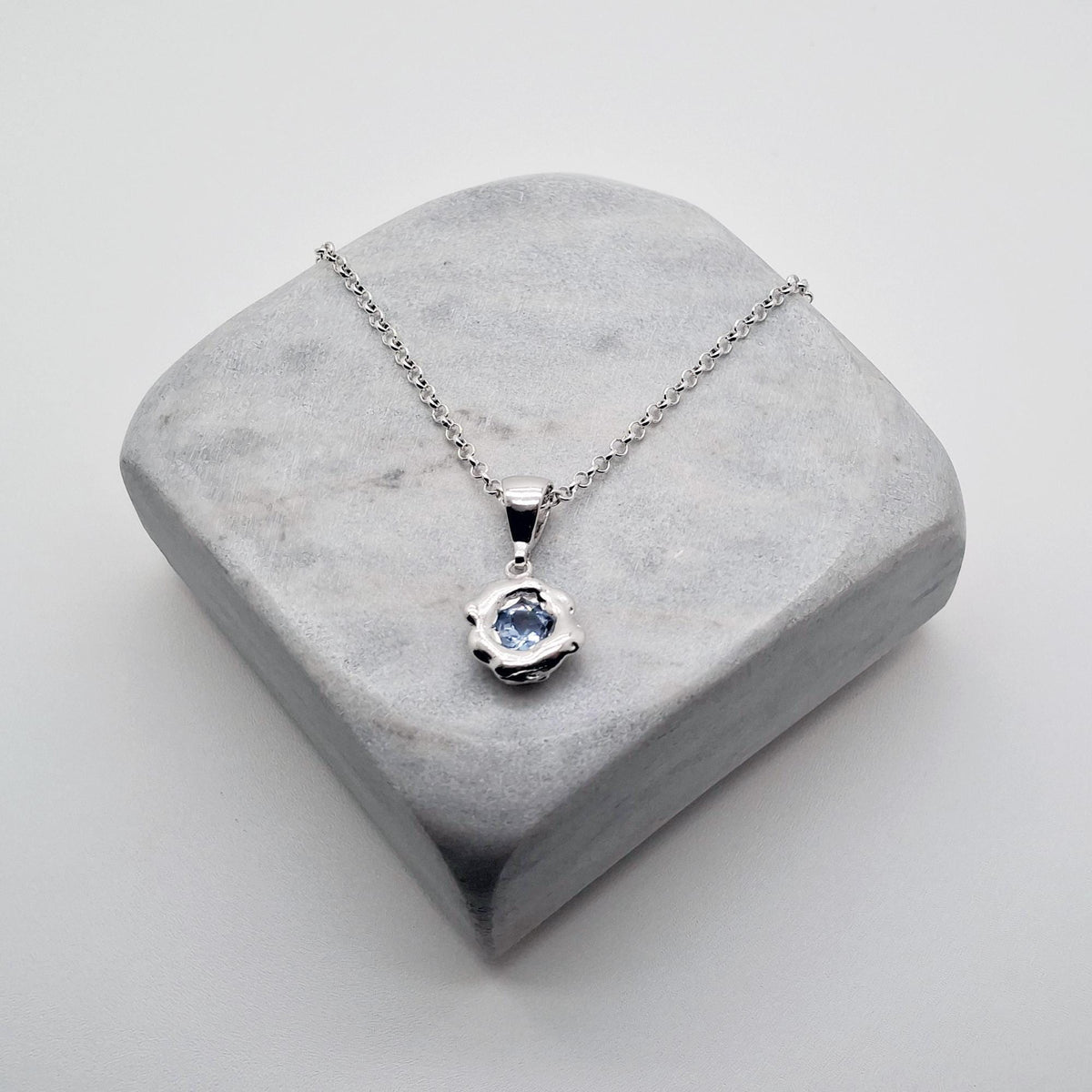 Celestial Pendant | Light Blue CZ Talisman, alternate angle