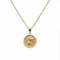 Lion Medallion Necklace | Rampant Emblem Talisman, in Yellow Gold Plated finish