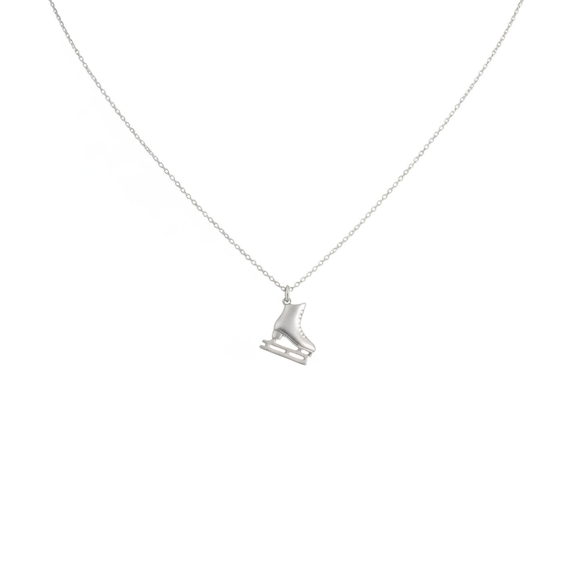 Figure Skater Necklace | Ice Skate Charm, in White Gold Plated finish