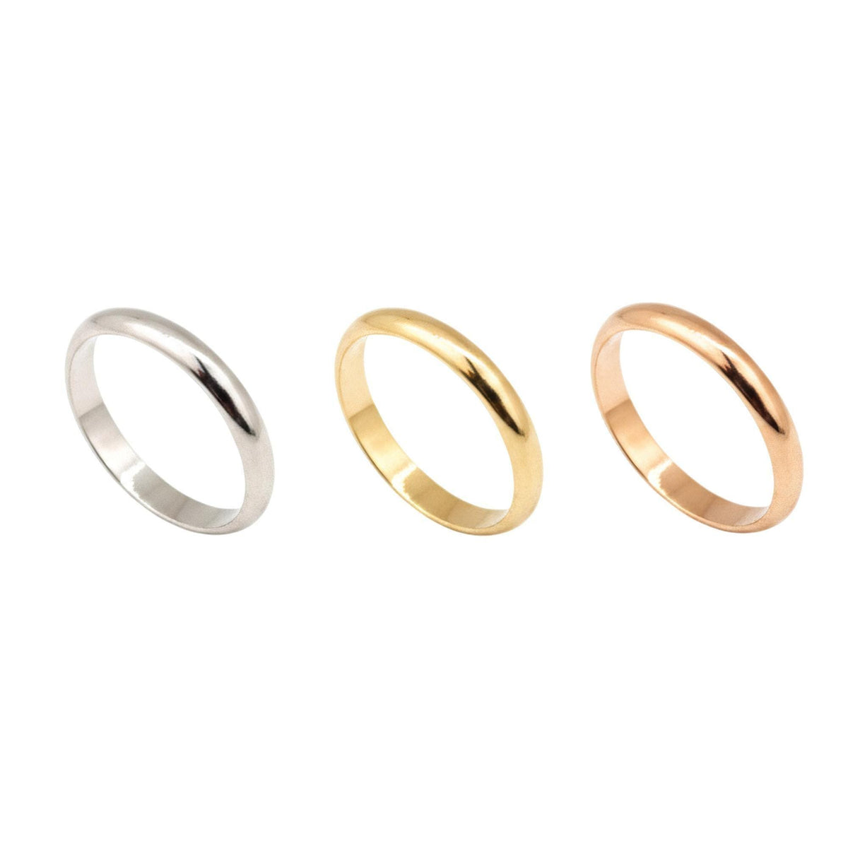 Classic Solid Gold Ring - 14K Unisex Wedding Band, 3mm, styled view