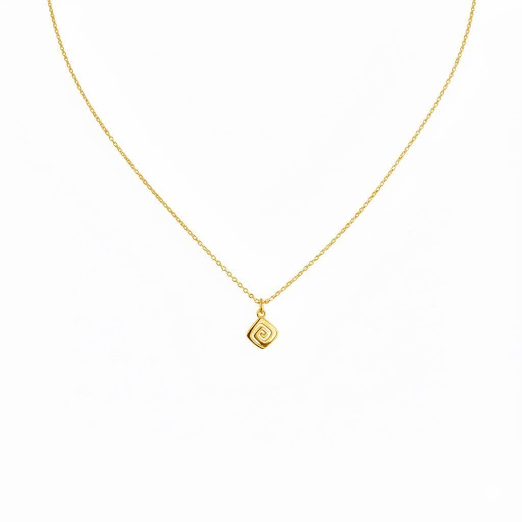 Spiral Necklace | Minimalist Small Sacred Geometry Pendant Sterling Silver | Cosmic Evolution Charm, in Yellow Gold Plated finish