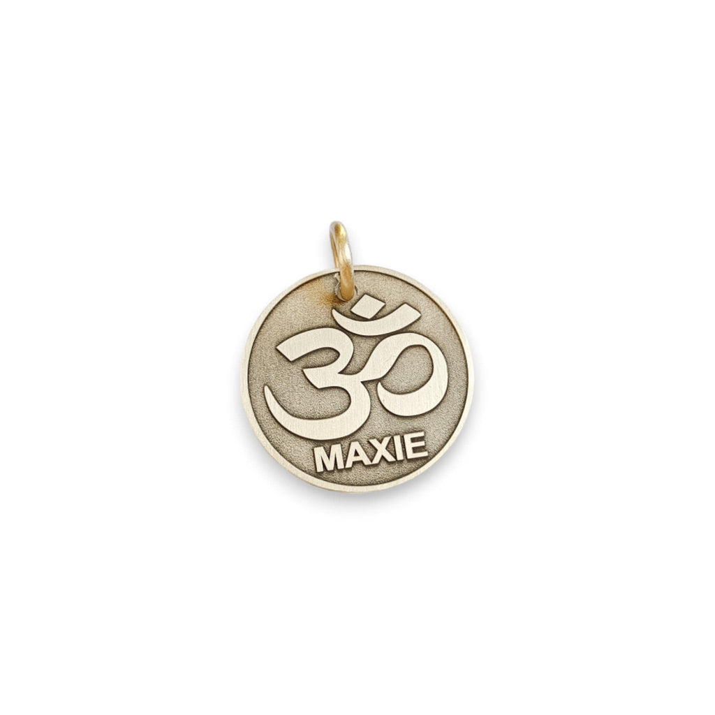 The Zen Harmony Token | Artisan Om Symbol Pet ID & Custom Engraved Dog Tag, additional detail