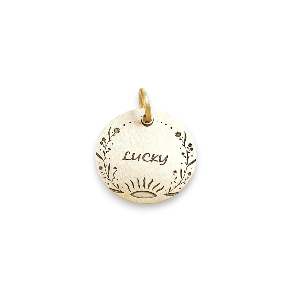 The Boho Bloom Token | Artisan Floral Pet ID & Custom Engraved Dog Tag, alternate angle
