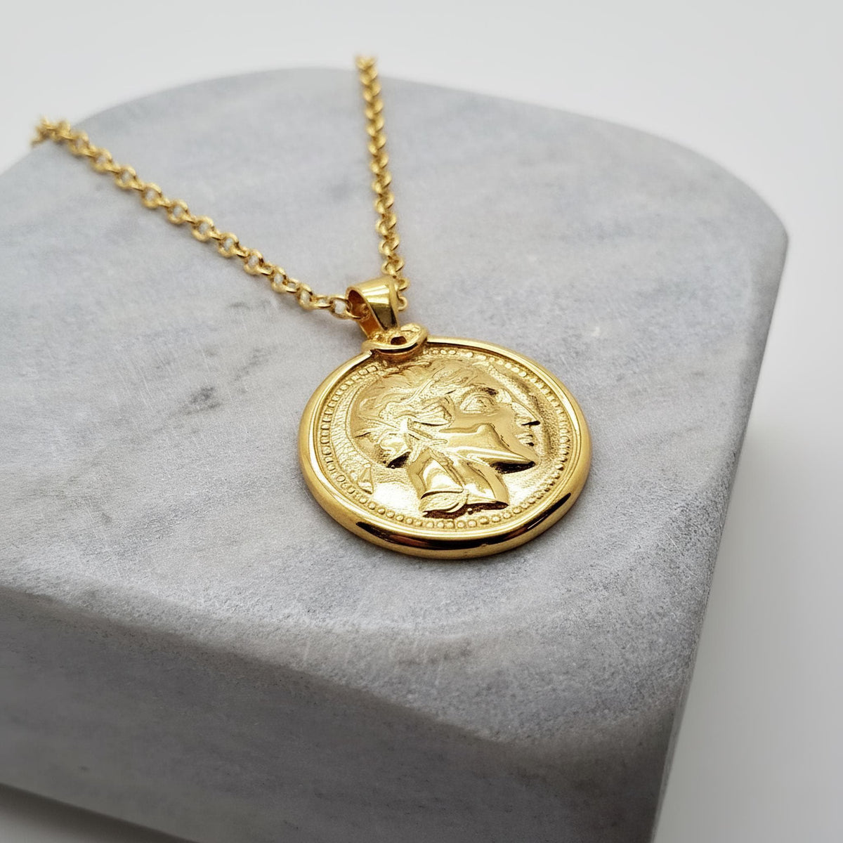 Athenian Owl Tetradrachm Necklace | Ancient Greek Wisdom Coin, in Yellow Gold Plated finish