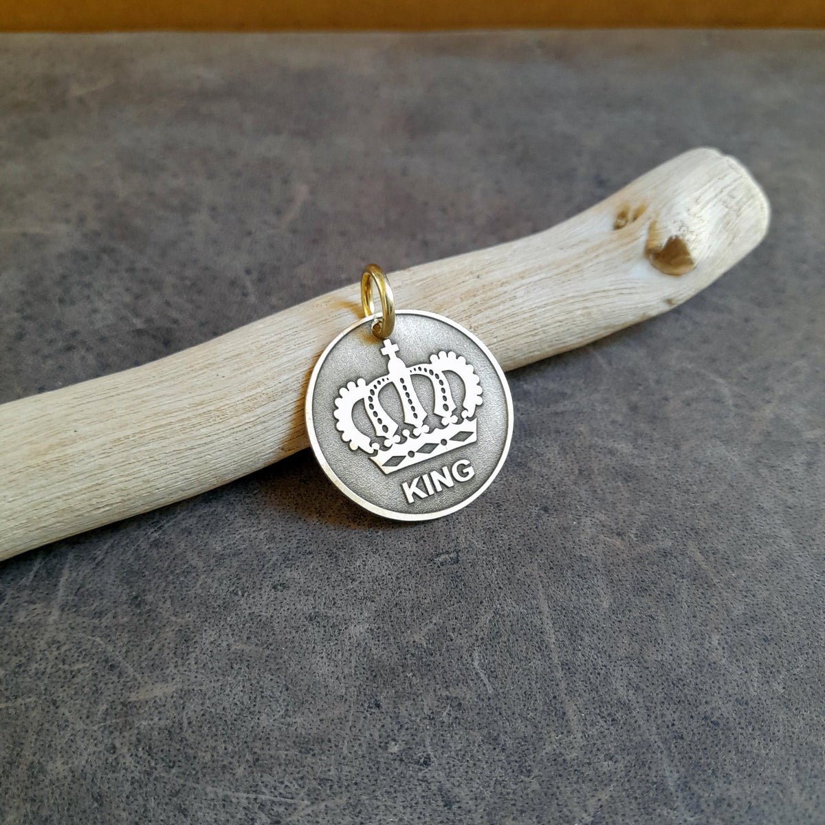 The Inscribed Monarch Token | Artisan Crown Pet ID & Custom Engraved Dog Tag, close-up detail