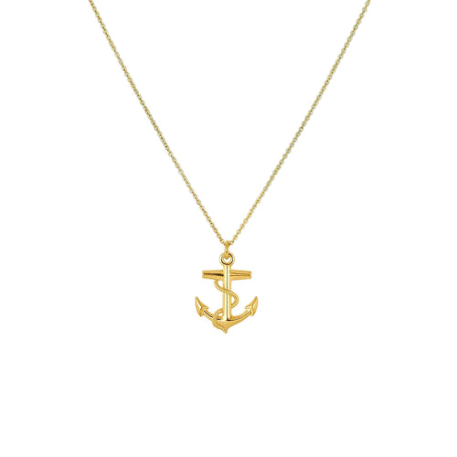 Anchor of Hope Necklace | Sterling Silver Nautical Stability Charm | Strength & Safe Harbor Pendant, in Yellow Gold Plated finish